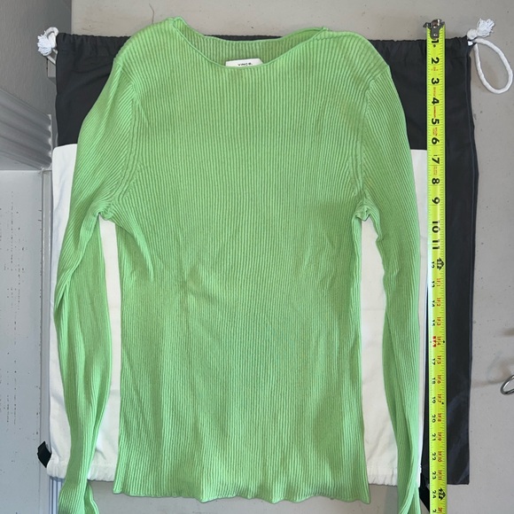 VINCE Ribbed Boat Neck Long Sleeve Tee in Green - L - Picture 10 of 11
